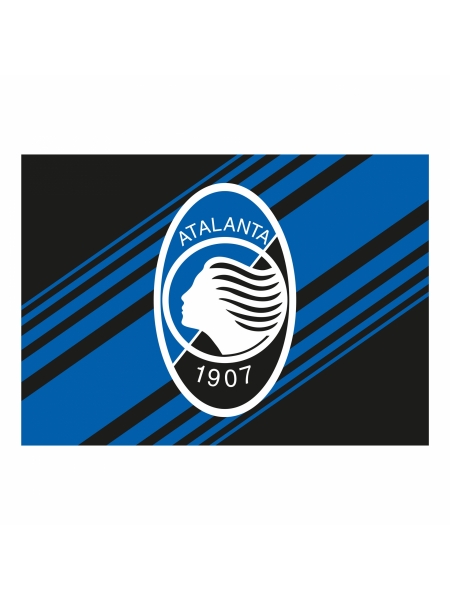 Bandiera con fondo nero blu Atalanta B.C.